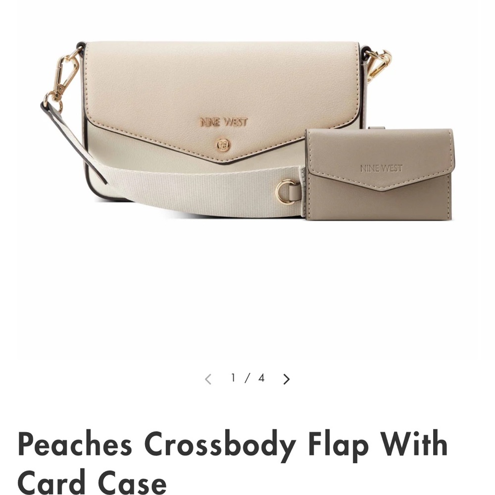 Nine West Cream and Tan Crossbody Bag with Gold Hardware